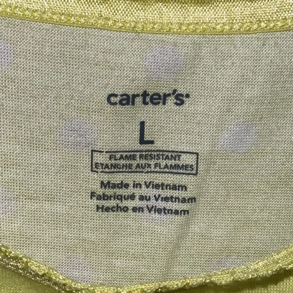 Carter's Elephant Nightgown Girls L 10 12 Yellow Polka Dot Ruffle Sleep Gown Pjs